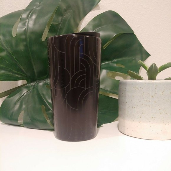 ❤️SOLD❤️STARBUCKS FALL 2020 Halloween BLACK GEO ETCHED CER - Picture 3 of 9